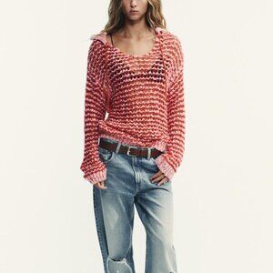 ZARA POINTELLE CROCHET POLO SHIRT/ SWEATER